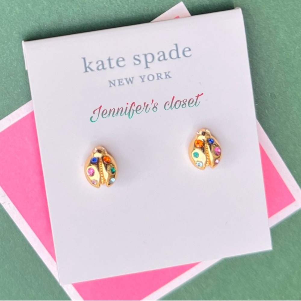 Kate Spade Earrings / Cz Gold-Tone Ladybug Stud Earrings NWT